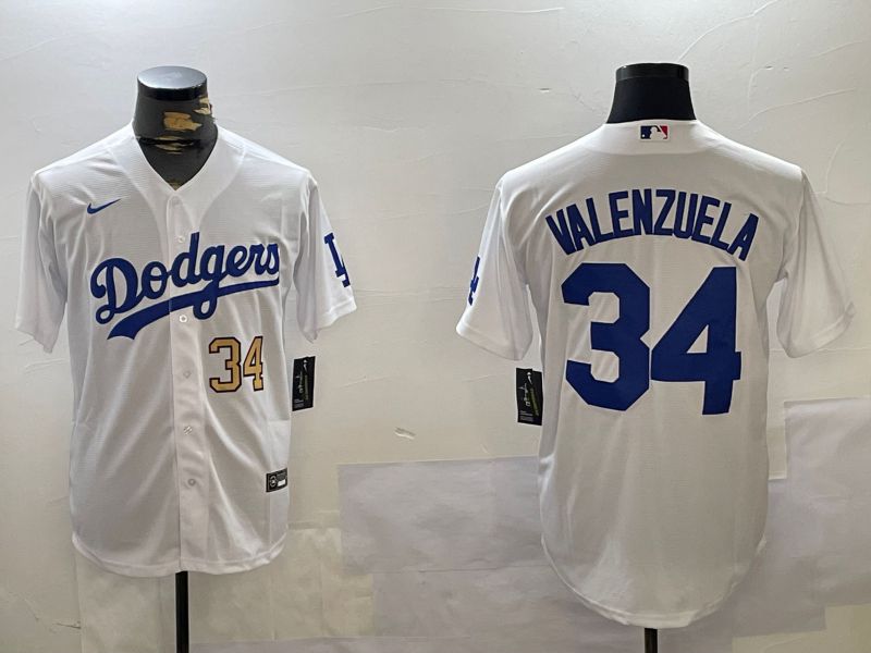 Men Los Angeles Dodgers #34 Valenzuela White Game 2024 Nike MLB Jersey style 11204